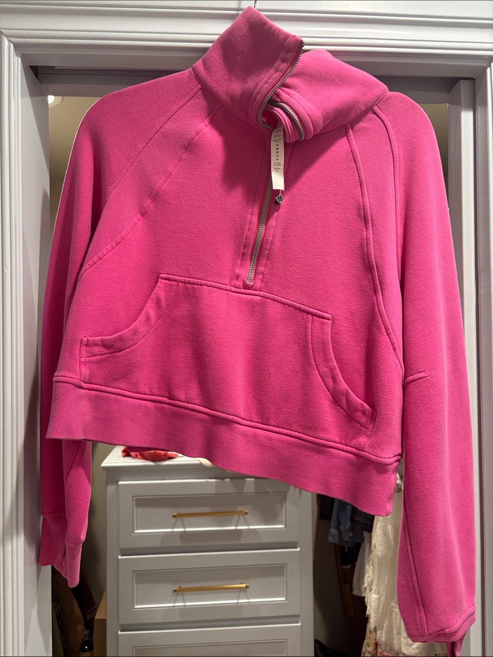 lululemon athletica Cropped Hot Pink Quarter-Zip Pullover